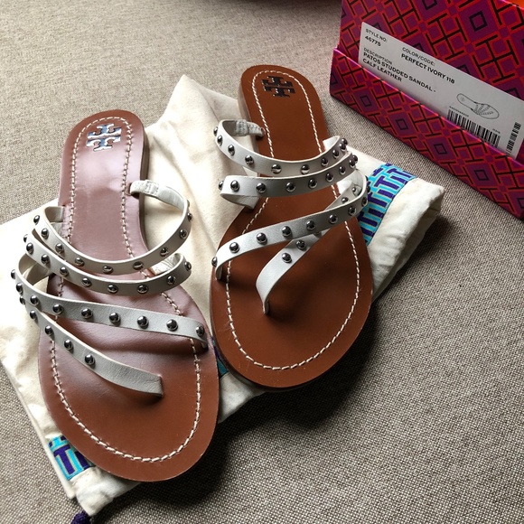 Tory Burch Patos Studded Leather Sandals - Picture 1 of 4